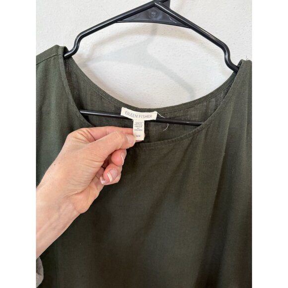 Eileen Fisher Organic 100% Linen Loose fit Dress w/ Pockets Green Medium M - Picture 2 of 4